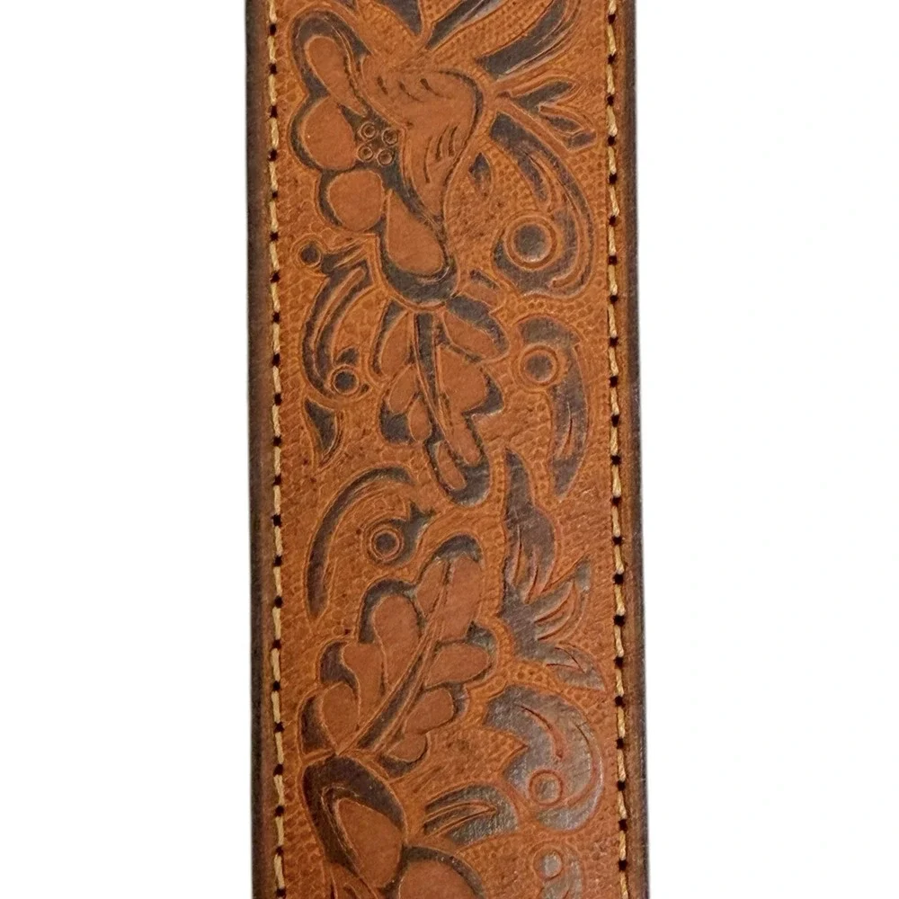 Lucky Brand Women's Large  Western Brown Beaded Strap Genuine‎ Leather Belt NWT